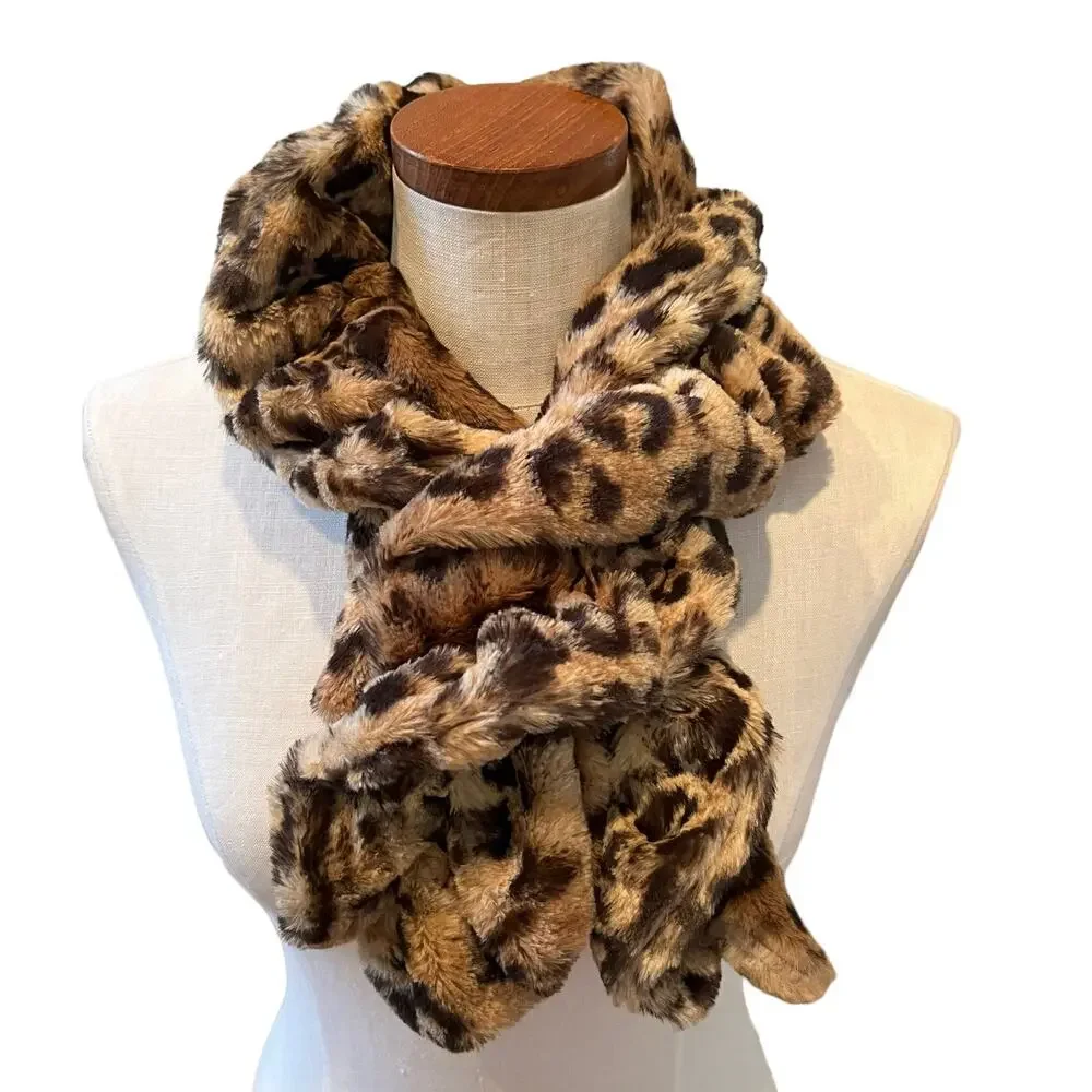 Leopard Print Scrunchy Soft Twisted Scarf